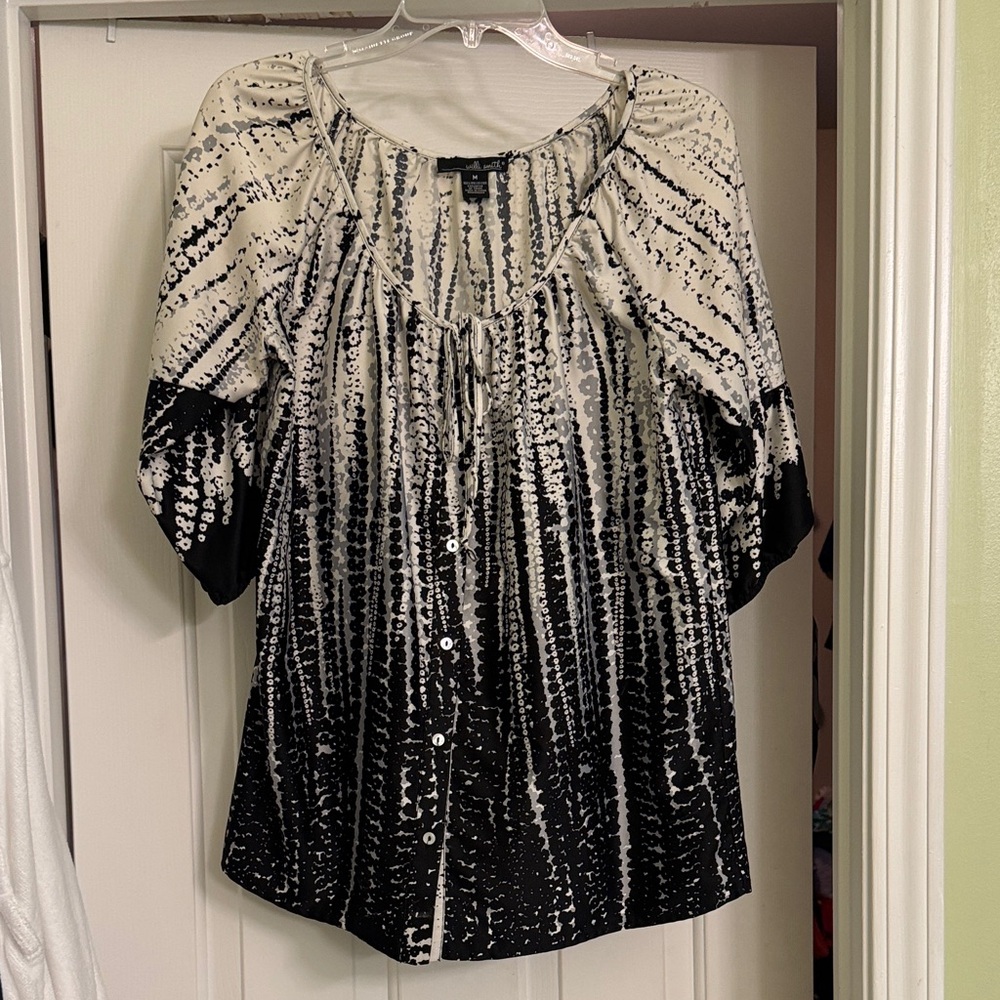 Willi Smith Black and Cream Blouse